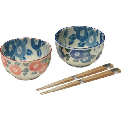 椿 一膳丼ペア ＴＢ ０３４ [26-0206-084] プレミアムギフト 贈り物 お祝い 磁器・箸＝天然木（カリビア松） 日本製 内祝い 出産内祝い 結婚内祝い 快気祝い 新築祝い お返し 贈り物 プレゼント ギフト