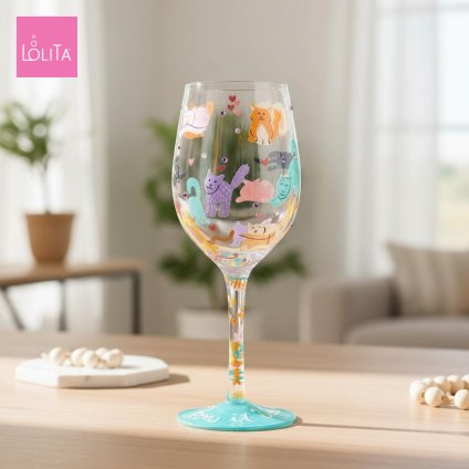 Lolita ワイングラス MEOW IT UP 23cm ニャンダフル・ライフ | かわいい おしゃれ ポップ モダン デザイン食器 アート ロリータ･ヤンシー 正規輸入品