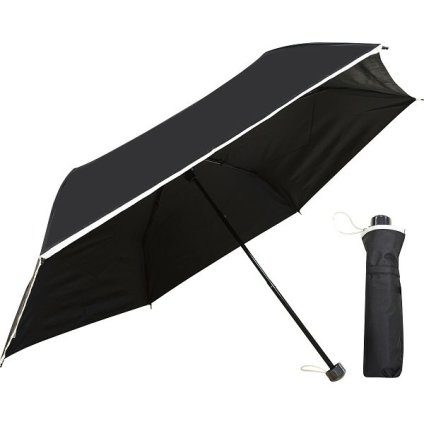 【直送】ノーブランド 裏黒コーティング [26-0354-130] 裾パイピング55cm晴雨兼用傘 ブラック 折りたたみ傘 日傘 雨傘 1級遮光 UVカット 撥水 手開き式 レディース ギフト