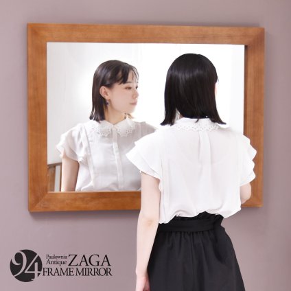 ZAGA フラットフレーム壁掛けミラー ZAMI0136 ミラー ヴィンテージ モダン 角型 木製 おしゃれ 鏡 壁掛け 木製フレーム 横長 縦長 縦横療養 木製フレームミラー 桐製 誕生日 新生活