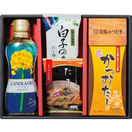 美味のつむぎ バラエティセット [26-7596-083] FKN-BZ たまごスープ 味のり 生醤油 キャノーラ油 詰合せ 料理 ギフト