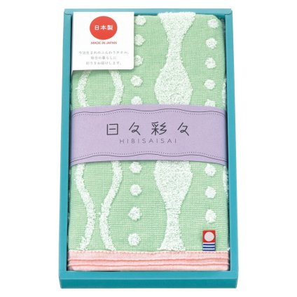 実りの秋の贈り物 フェイスタオル 日々彩々 グリーン 34×75cm