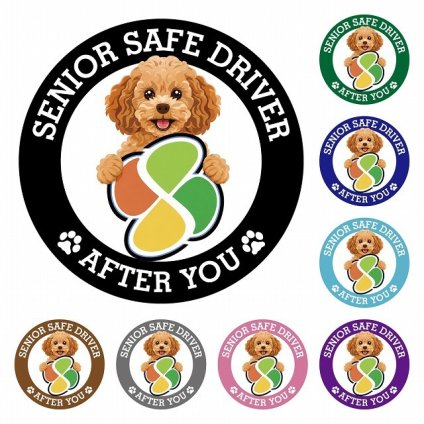 カーサイン 高齢者マーク SENIOR SAFE DRIVER キャバプー ステッカー シール 直径13cm 肉球 日本製 車