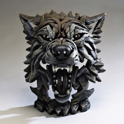Edge Bust Wolf 幅40.5x奥行41.5x39(cm) 狼 胸像オオカミ | エッジ 彫刻 置物 オブジェ フィギュア 動物 大きい リアル アート マット･バックリー 正規輸入品