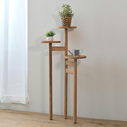 サイドテーブル ステップトレイテーブル チーク 無垢材 フラワースタンド 木製 観葉植物 テーブル トレイ 収納 天然素材 3段 スリム 和モダン アジアン ナチュラル カントリー 玄関 リビング 組立 シンプルな暮らし 普遍的 家具 ディスプレイ 3枚 新築祝い