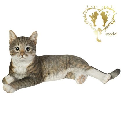 送料無料  大きなサイズで【横たわるサバトラ猫】 CAT　本物そっくり  玄関　ガーデン 雑貨 オーナメント  おしゃれ置物 樹脂 お出迎え  おうち時間 WooBia
