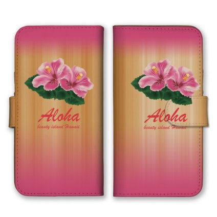 ＼全機種対応／ スマホケース 手帳型 スマホカバー 手帳タイプ スマートフォン ケース カバー 花 ハイビスカス ハワイアン アロハ ピンク かわいい おしゃれ カードホルダー付き カード収納 合皮 合成レザー