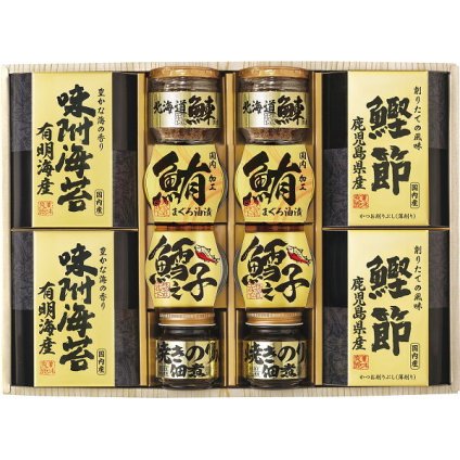 美味之誉 詰合せ [26-7608-072] 5876-80 北海道産鰊フレーク 海苔佃煮 鹿児島県産鰹節 有明海産味付海苔 まぐろ油漬け 鱈之子 詰め合わせ セット ギフト 出産内祝い 結婚内祝い お返し 内祝い