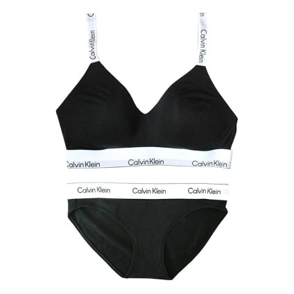 カルバンクライン Calvin Klein(CK) ブラ&ショーツ セット ロゴ 無地 ノンワイヤー アンダーウェア インナー 下着 QF8504+QF8520 004 レディース ブラック