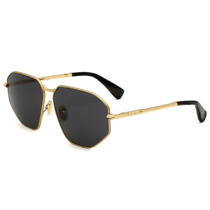 マックスマーラ Max Mara サングラス ノーズパッド UVカット アイウェア スクエア 多角形 ジオメトリック MM0143/S 30A 59 メンズ レディース ユニセックス ゴールド+ブラック 海外正規品