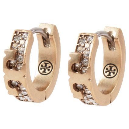 トリーバーチ TORY BURCH ピアス アクセサリー 78635-650 T ロゴ SERIF-T PAVE HUGGIE HOOP EARRING セリフT パヴェ ハギー フープ Vintage Rose/Crystal ローズゴールド+クリア