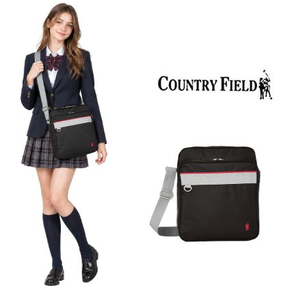 COUNTRYFIELD カントリーフィールド スクールショルダー 斜め掛け ショルダー 中学生 高校生 通学 使いやすい レディース  ギフト プレゼント ブラック 16010