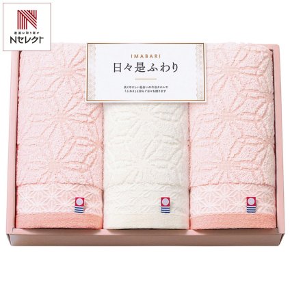 日々是ふわり 愛媛今治 フェイスタオル ピンク ギフト 3枚入 タオル 日本製 綿100％ 今治タオル【沖縄県・離島 配送不可】