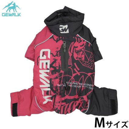 ジウォーク GEWALK タイポグラフィ ドリズル サーマル オーバーオール 犬服 M ピンク
