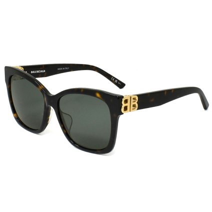 バレンシアガ BALENCIAGA サングラス アジアンフィット UVカット アイウェア キャットアイ BB0102SA-002 メンズ レディース ユニセックス ハバナ+グリーン 国内正規品