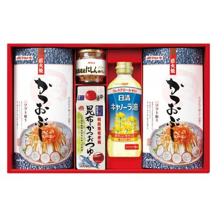 実りの秋の贈り物 バラエティギフト マルトモ セット内容/直火焼ソフトパック（2.5g×7袋）×2、昆布かつおつゆ（500ml）･日清キャノーラ油（350g）･北海道産にしんほぐし（50g）×各1