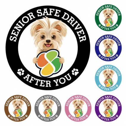 カーサイン 高齢者マーク SENIOR SAFE DRIVER ヨーチー ステッカー シール 直径13cm 肉球 日本製 車