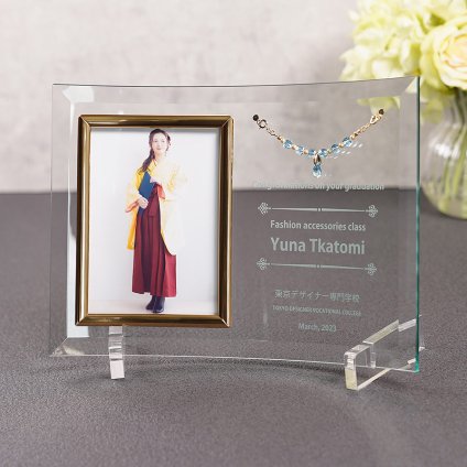 ガラスフォトフレーム 結婚祝 周年記念 誕生祝  退職祝 還暦記念 出産祝 DFJ-3 名入れ無料 