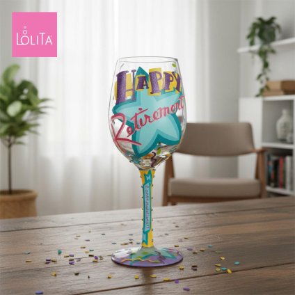 Lolita ワイングラス HAPPY RETIREMENT 23cm リタイヤおめでと | かわいい おしゃれ ポップ モダン デザイン食器 アート ロリータ･ヤンシー 正規輸入品