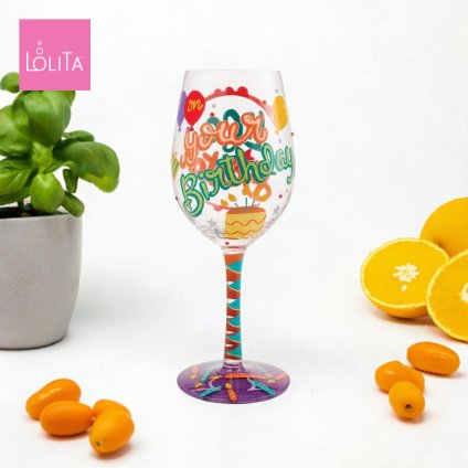 Lolita ワイングラス Life Is Better Your Birthday 22.4cm 誕生日 - ステキな人生に | かわいい おしゃれ ポップ モダン デザイン食器 アート ロリータ･ヤンシー 正規輸入品