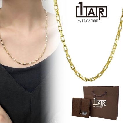 正規品 1AR by UNOAERRE ウノアエレ ショッパー付き チェーンネックレス レディース ユニセックス 喜平 ネックレス イエローゴールド 真鍮 イタリア製 ブランドジュエリー ギフト プレゼント 誕生日 結婚記念日 成人 卒業 入学