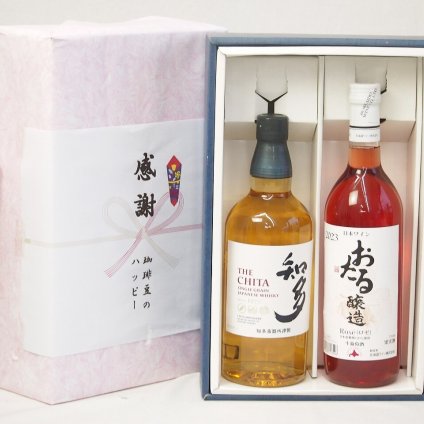 父の日贈り物 感謝の贈り物ボックス 国産ウィスキー 知多と国産ワインセット(おたる醸造 ロゼワイン やや甘口(北海道)720ml知多シングルモルト700ml