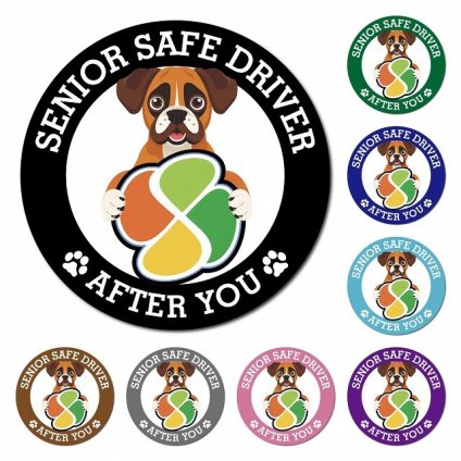 カーサイン 高齢者マーク SENIOR SAFE DRIVER ボクサー マグネット 強力 直径13cm 肉球 日本製 車 ステッカー