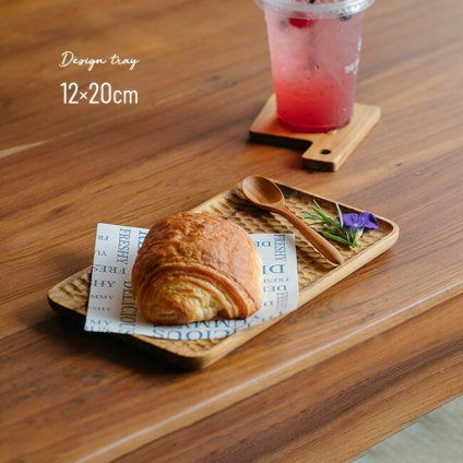 デザイントレー Sサイズ 12×20cm BH-01S[木製 トレー 北欧 カフェ 風 木 お盆 皿 食器 プレート 小物入れ トレイ おしゃれ シンプル おぼん 長方形 チーク ウッドトレー 木製トレイ 木製トレー 天然木 小さめ 小さい コンパクト] 即納