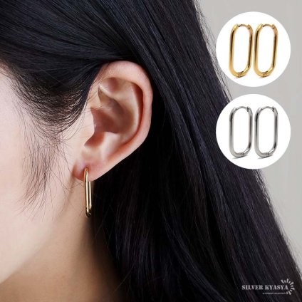 Uピアス 両耳 フープピアス ステンレス 金属アレルギー対応 ゴールド シルバー U字 U型 馬蹄 ホースシューピアス 細め 幅2mm イヤリング
