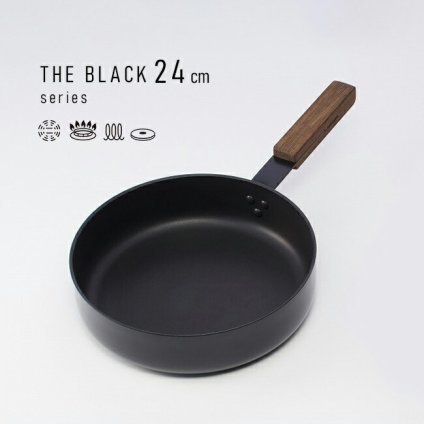 ◎THE BLACK ブラックキャセロール24cm IH対応[片手鍋 キャセロール 浅型 鍋 アルミ 素材 深型 おしゃれ スタイリッシュ IH ガス 電気コンロ ガス対応 調理器具 キッチン 海外ブランド 蓋なし]