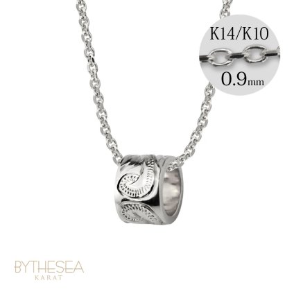 ゴールド ネックレス ハワイアンジュエリー ネックレス ゴールド ホワイトゴールド ネックレス スクロールチューブ Sサイズ 14k カットあずきチェーン太0.9mm ギフトラッピング可能 BY THE SEA バイザシー プレゼント ハロウィン 【品番：CG-GP127W-CH123】