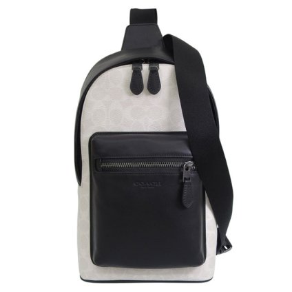 コーチ COACH ショルダーバッグ ボディバッグ アウトレット PVC レザー WEST PACK SIG CV924 QBMQV ホワイトブラック