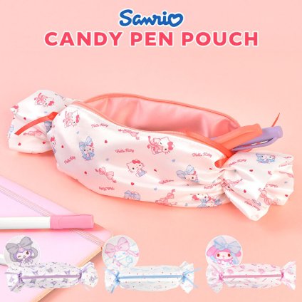 ペンケース サンリオ Sanrio キャンディペンポーチ 女の子 女子 高校生 中学生 ハローキティ クロミ シナモロール マイメロディ ペンポーチ リボン キャンディ型 筆箱 筆入れ 小物入れ ポーチ 大容量 おしゃれ かわいい サテン キャラクター 誕生日 ギフト プレゼント