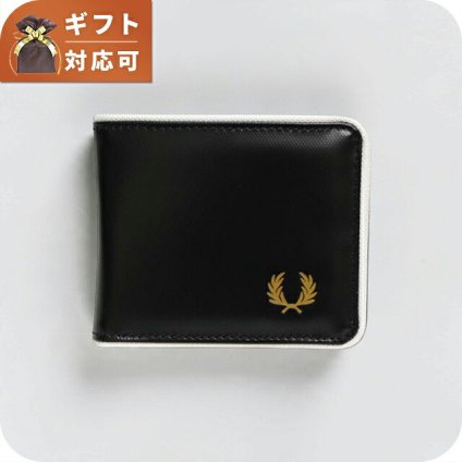 フレッドペリー FRED PERRY Coated Polyester Billfold Wallet 二つ折り財布 二折財布 l7305-d57 ユニセックス Black Ecru