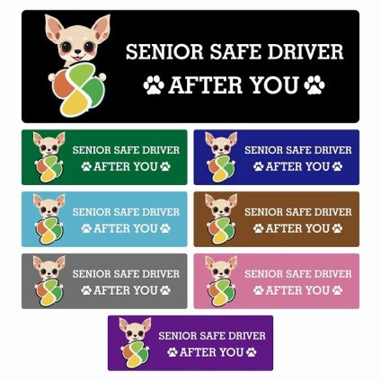 カーサイン 高齢者マーク SENIOR SAFE DRIVER チワックス ステッカー シール 長方形 15x5cm 肉球 日本製 車