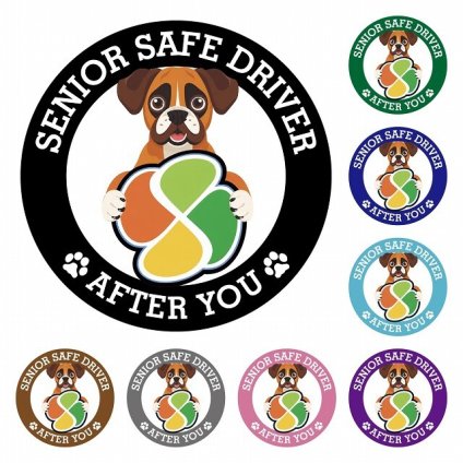 カーサイン 高齢者マーク SENIOR SAFE DRIVER ボクサー ステッカー シール 直径13cm 肉球 日本製 車
