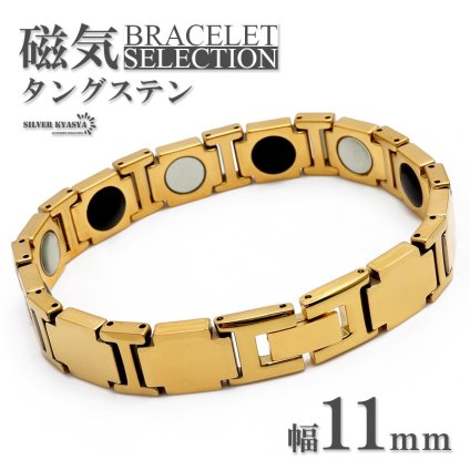 磁気ブレスレット タングステン セラミック ビーズ 18k ip gold ゴールド 磁力 磁石 男性 金属アレルギー対応 メンズ