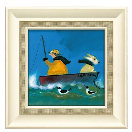 ジェニファー ヴェルニー ＝ フランクス ウォーター エブリウェア JV-04516 アートフレーム アート 絵画 犬 釣り ボート ドッグ 人物画 イギリス