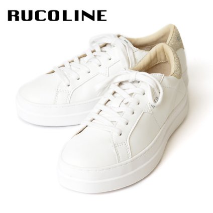 ルコライン スニーカー ルコライン 靴 RUCO LINE RUCO-002GO CALF PU LUX ホワイト 白 / かかと ゴールド 合皮 無地 ローカット ファスナー無し ルコライン レディース シューズ RUCO LINE ルコラインスニーカー フラットソール 新作 取扱店 京都 母の日