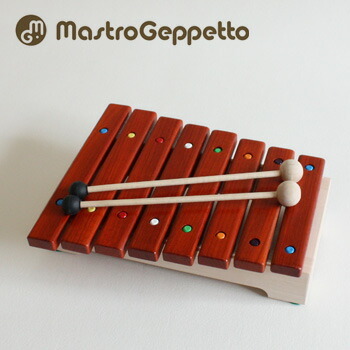 Mastro Geppetto GRILLO マストロ・ジェッペット グリッロ[幼児・子供におすすめの優しい音色の木琴(男の子・女の子兼用 子どもの木でできた楽器/こどもの木製のおもちゃ/木工玩具)]