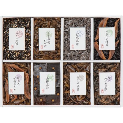 廣川昆布 御昆布 8品佃煮詰合せ [26-7633-158] 200-45 佃煮 詰め合わせ 直火釜炊き製法 ごま昆布 山椒昆布 大阪府知事賞受賞 鰹入わかめ昆布 和食 ご飯のお供 ギフト 出産内祝い 結婚内祝い 内祝い お返し 快気祝い 香典返し 法事