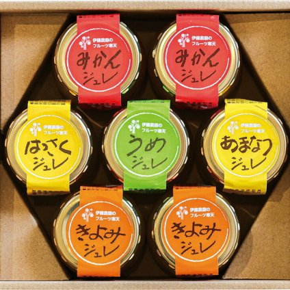 夏の贈り物お中元 フルーツ寒天ジュレ7個ギフトセット 伊藤農園 みかん・きよみ（各90g）×各2、はっさく・あまなつ・うめ（各90g)×各1