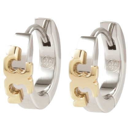 トリーバーチ TORY BURCH ピアス アクセサリー 70538-022 T ロゴ SERIF-T HUGGIE HOOP EARRING セリフT ハギー フープ Tory Silver Mixed Metal シルバー+ゴールド