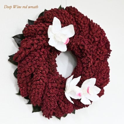 【最後の1点】深いワインレッド粟とシンビジュームのリース　Deep Wine red wreath【プリザーブドフラワー】玄関 花 お礼 リース スワッグ インテリア