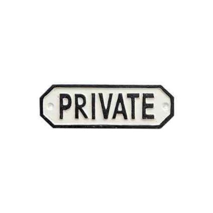 アイアン サインプレート PRIVATE プライベート ホワイト 白 ドアプレート 63583 看板 扉 ドア 壁掛け キャストアイアン 鋳鉄 部屋 店舗 オフィス サロン カフェ インテリア 雑貨 アンティーク レトロ ヴィンテージ