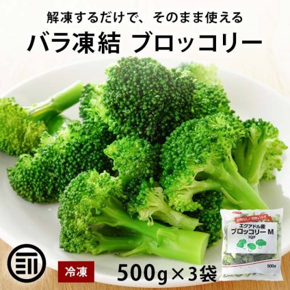 冷凍ブロッコリー 1.5kg (500gx3) エクアドル産 M 加熱不要 解凍するだけ IQF バラ凍結 下ゆで済み 冷凍 冷凍野菜 カット野菜 時短 サラダ お弁当 業務用 まとめ買い 前田家 送料無料 MAEDAYA