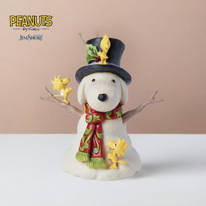 ウッドストック & スヌーピー スノーマン 14.5cm クリスマス | ジムショア ピーナッツ グッズ フィギュア 人形 置物 彫刻 Jim Shore 正規輸入品