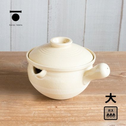 TOJIKI TONYA トウジキトンヤ  伊賀焼 行平鍋 大[土鍋 鍋 行平 雪平鍋 片手 シンプル 伊賀土鍋 6号 おしゃれ 丸い 持ち手 蓋付き 直火 ガス 電子レンジ 対応 耐熱 蓄熱 保温 日本製 食卓 キッチン 台所 器] 即納