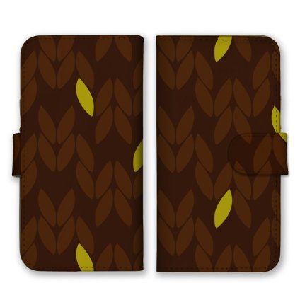 ＼全機種対応／ スマホケース 手帳型 スマホカバー 手帳タイプ スマートフォン ケース カバー 葉 リーフ ボタニカル パターン ブラウン かわいい おしゃれ かっこいい カードホルダー付き カード収納 合皮 合成レザー