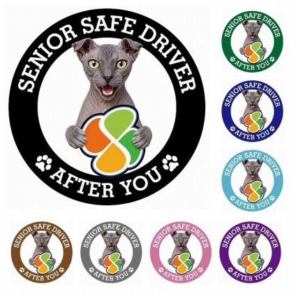 カーサイン 高齢者マーク SENIOR SAFE DRIVER ユークレニアンレフコイ ステッカー シール 直径13cm 肉球 日本製 車